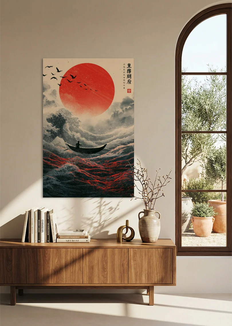 Akustikbillede med Japan Retro-motiv nr. 1 – i stuen