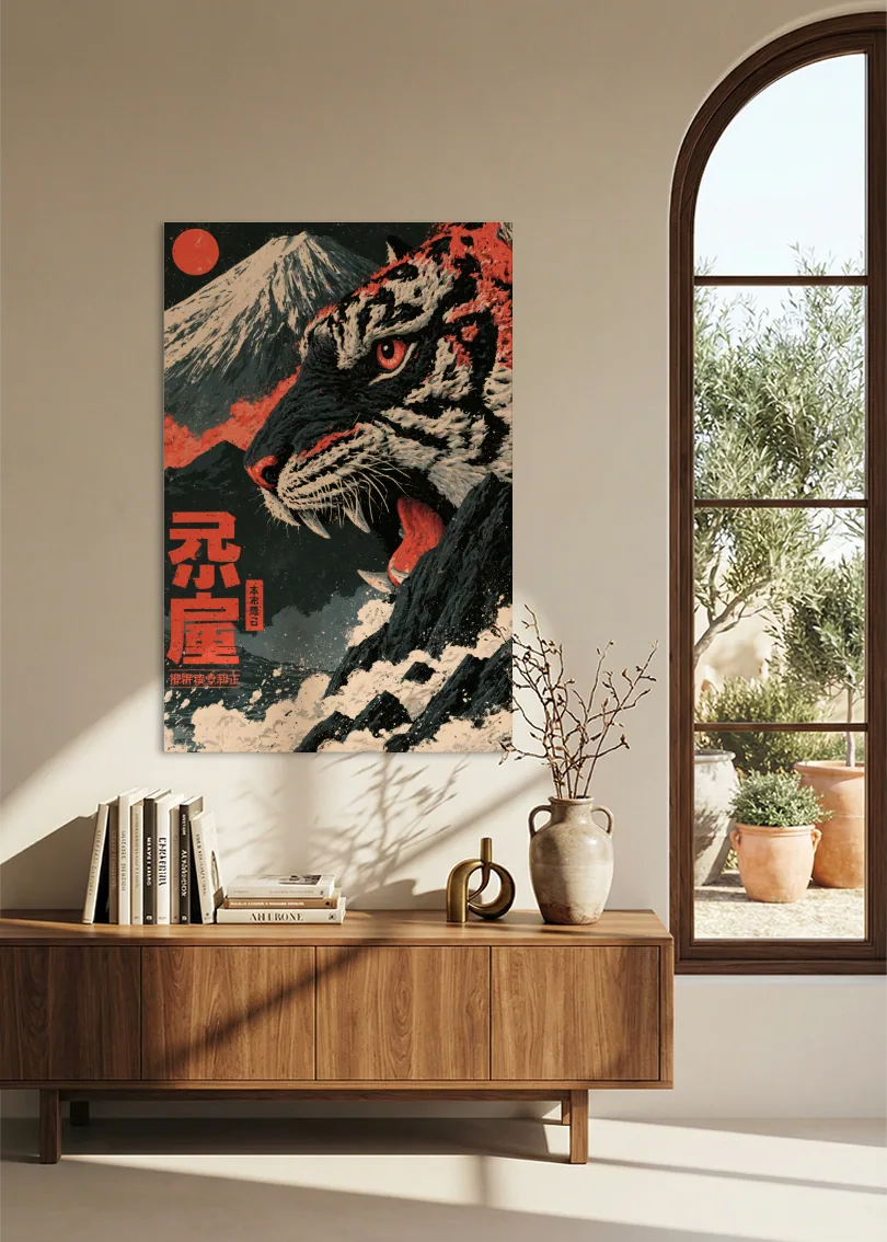 Akustikbillede med Japan Retro-motiv nr. 28 – i stuen