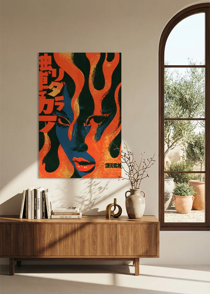 Akustikbillede med Japan Retro-motiv nr. 3 – i stuen