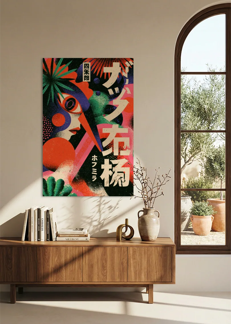 Akustikbillede med Japan Retro-motiv nr. 72 – i stuen