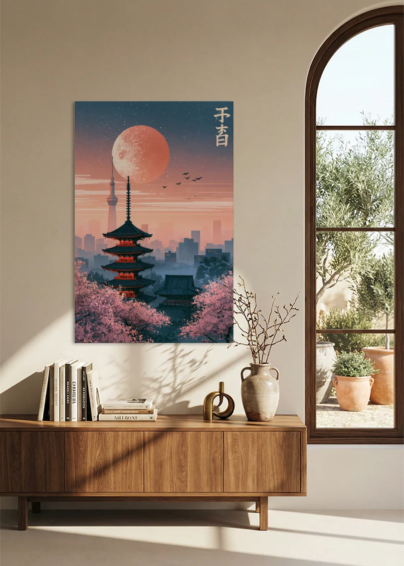Akustikbillede med Japan Retro-motiv nr. 75 – i stuen
