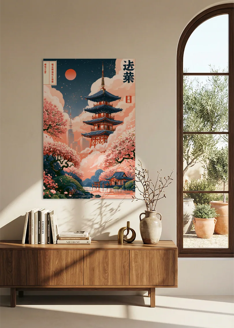 Akustikbillede med Japan Retro-motiv nr. 81 – i stuen