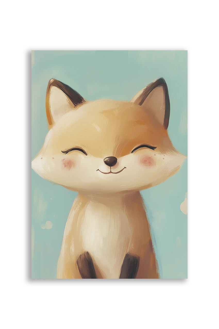 Akustikbillede med en enkel illustration af en ræv på turkis baggrund