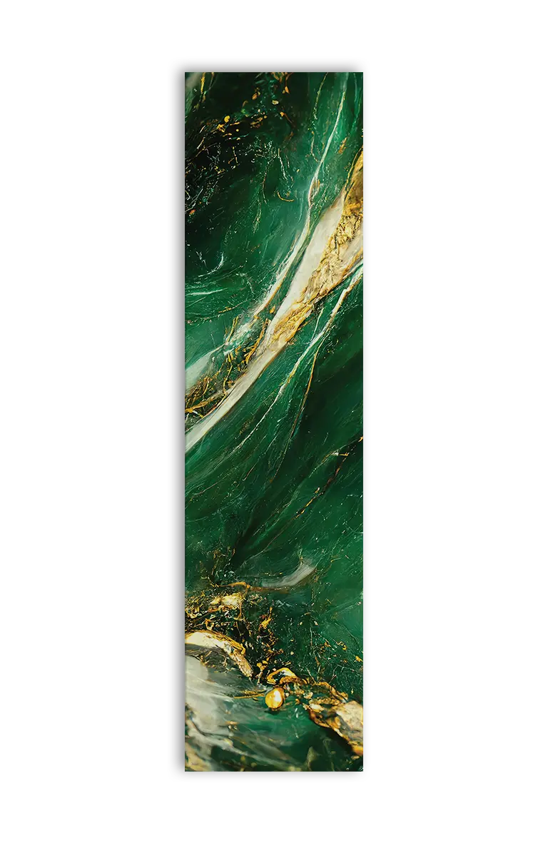 Akustiktillægsstykke i grøn marmorlook, 61x244 cm, produktbillede forfra