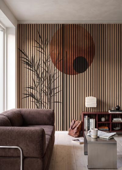 Akustikpanel med Abstract Nature-motiv nr. 1 – i stuen