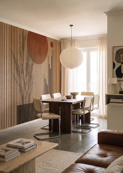 Akustikpanel med Abstract Nature-motiv nr. 2 – i lyst rum