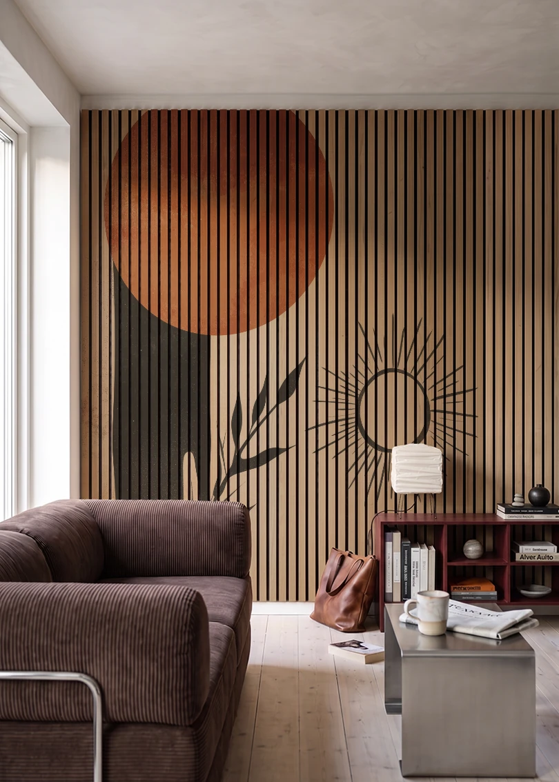 Akustikpanel med Abstract Nature-motiv nr. 3 – i stuen