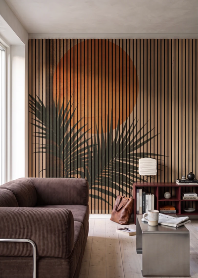Akustikpanel med Abstract Nature-motiv nr. 4 – i stuen