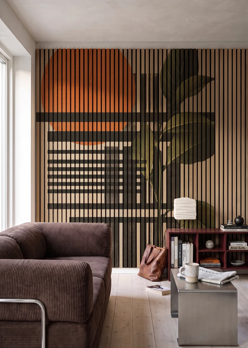 Akustikpanel med Abstract Nature-motiv nr. 5 – i stuen