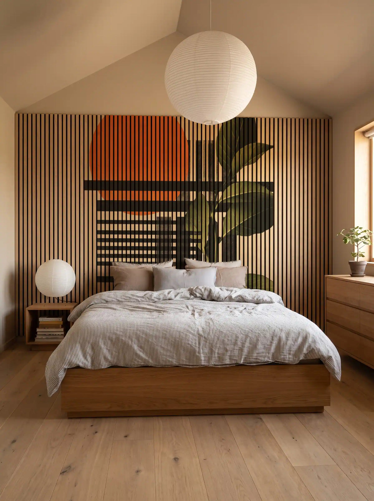 Akustikpanel med Abstract Nature-motiv nr. 5 – med reol