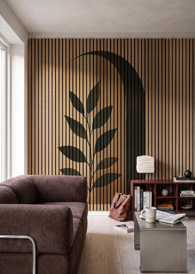 Akustikpanel med Abstract Nature-motiv nr. 6 – i stuen