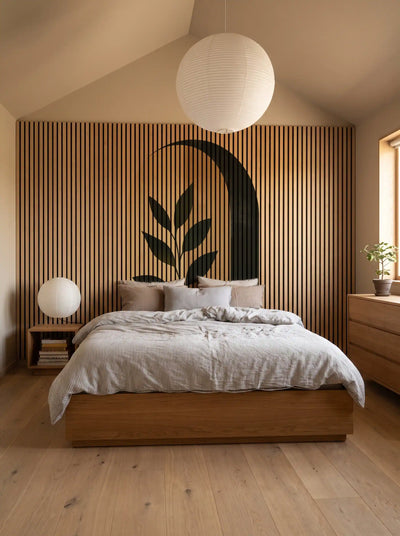 Akustikpanel med Abstract Nature-motiv nr. 6 – med reol