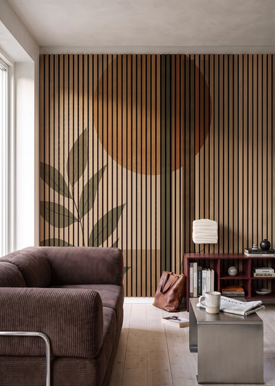 Akustikpanel med Abstract Nature-motiv nr. 8 – i stuen
