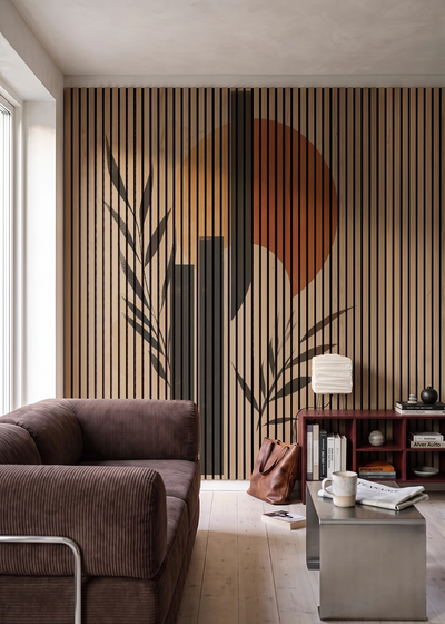 Akustikpanel med Abstract Nature-motiv nr. 11 – i stuen