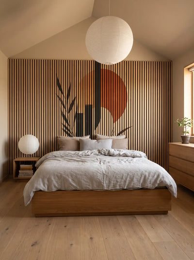Akustikpanel med Abstract Nature-motiv nr. 11 – med reol