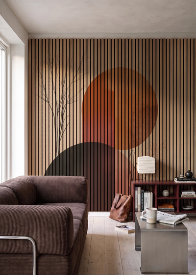 Akustikpanel med Abstract Nature-motiv nr. 14 – i stuen