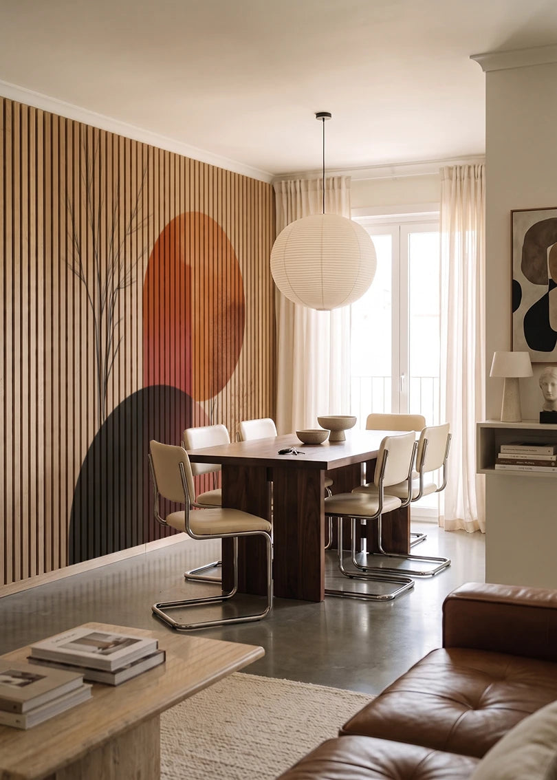 Akustikpanel med Abstract Nature-motiv nr. 14 – i lyst rum