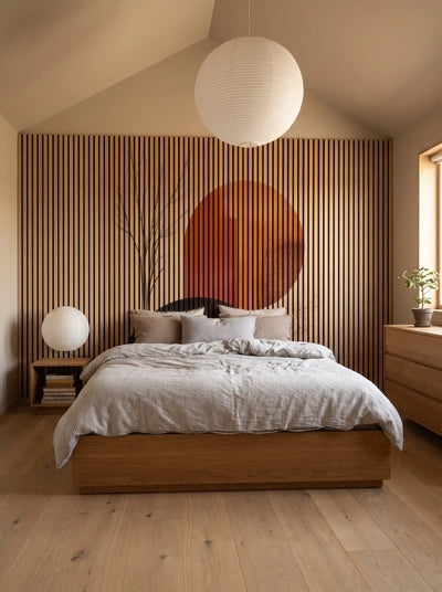 Akustikpanel med Abstract Nature-motiv nr. 14 – med reol