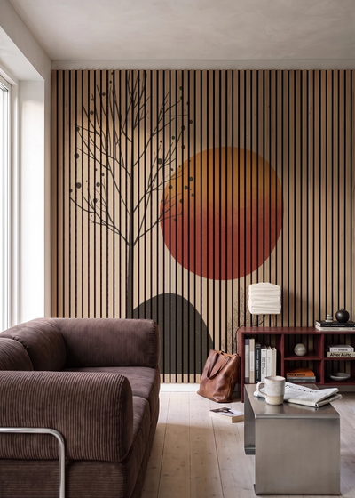 Akustikpanel med Abstract Nature-motiv nr. 15 – i stuen