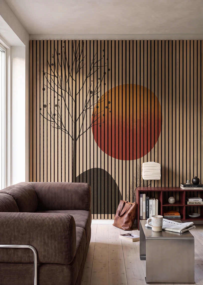 Akustikpanel med Abstract Nature-motiv nr. 15 – i stuen