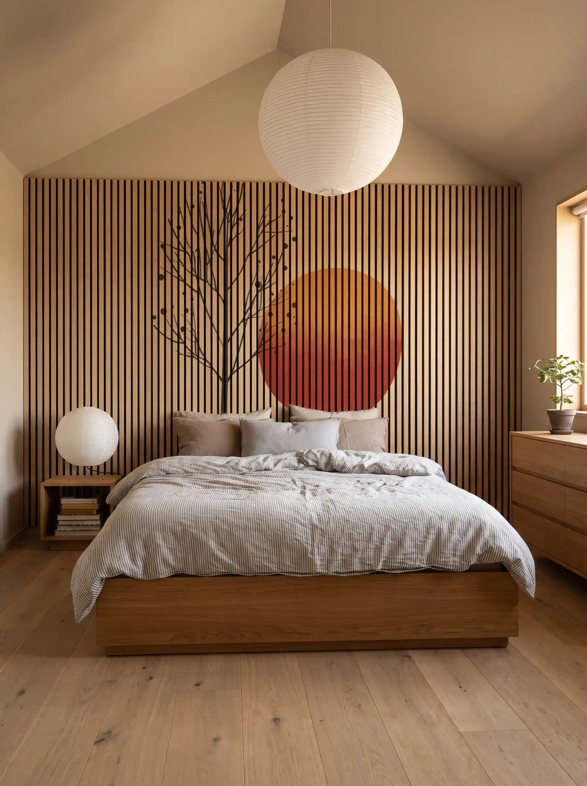 Akustikpanel med Abstract Nature-motiv nr. 15 – med reol