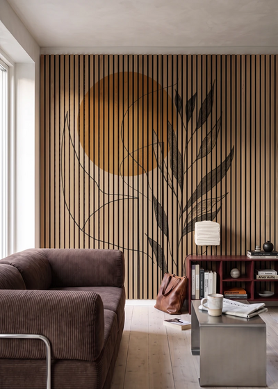 Akustikpanel med Abstract Nature-motiv nr. 18 – i stuen