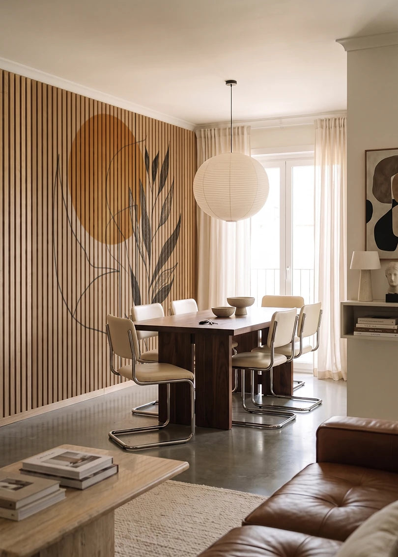 Akustikpanel med Abstract Nature-motiv nr. 18 – i lyst rum