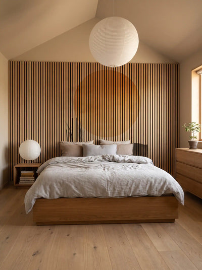 Akustikpanel med Abstract Nature-motiv nr. 20 – med reol