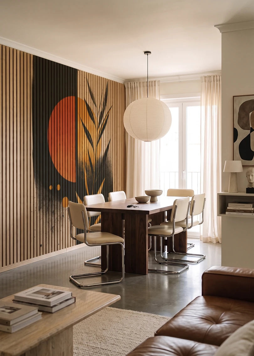 Akustikpanel med Abstract Nature-motiv nr. 21 – i lyst rum