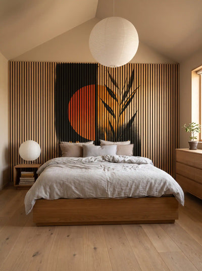 Akustikpanel med Abstract Nature-motiv nr. 21 – med reol