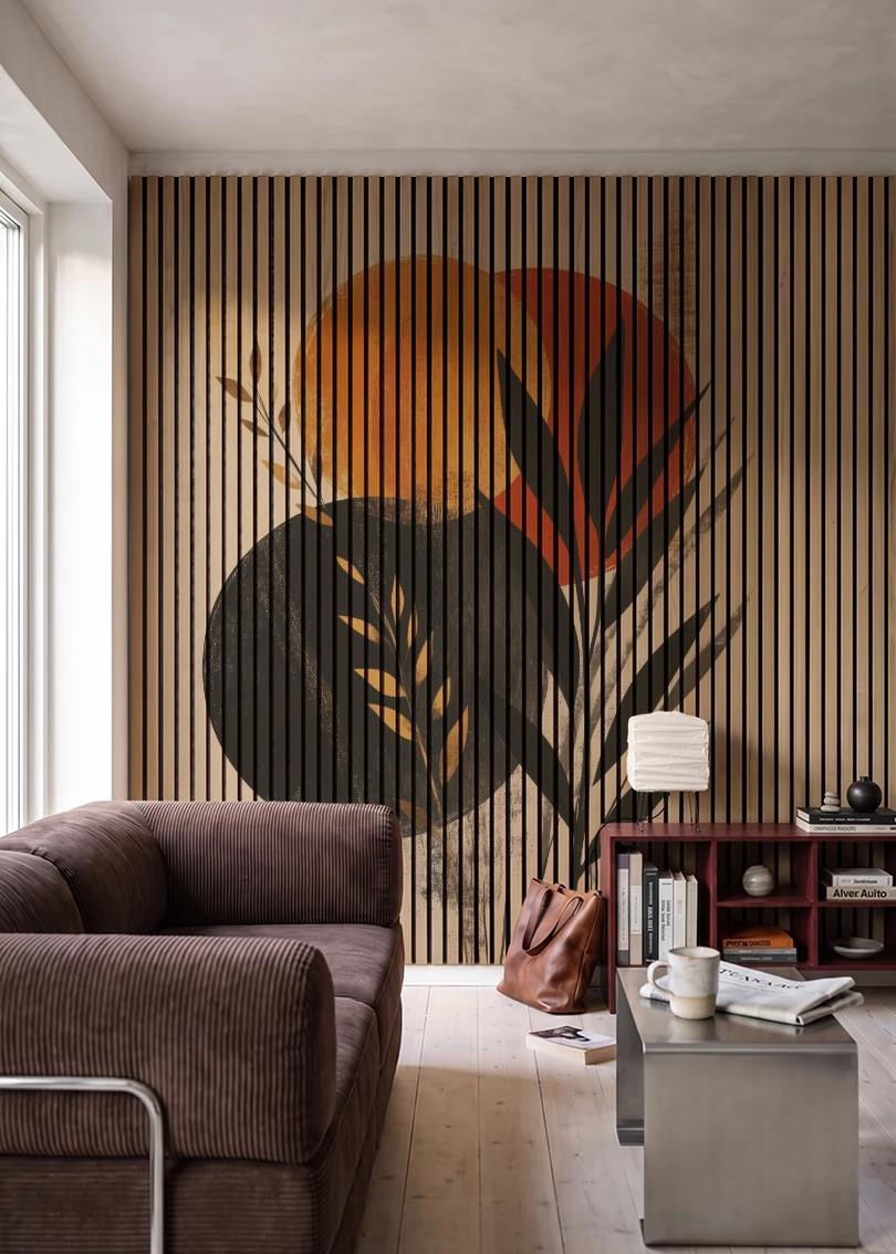 Akustikpanel med Abstract Nature-motiv nr. 22 – i stuen