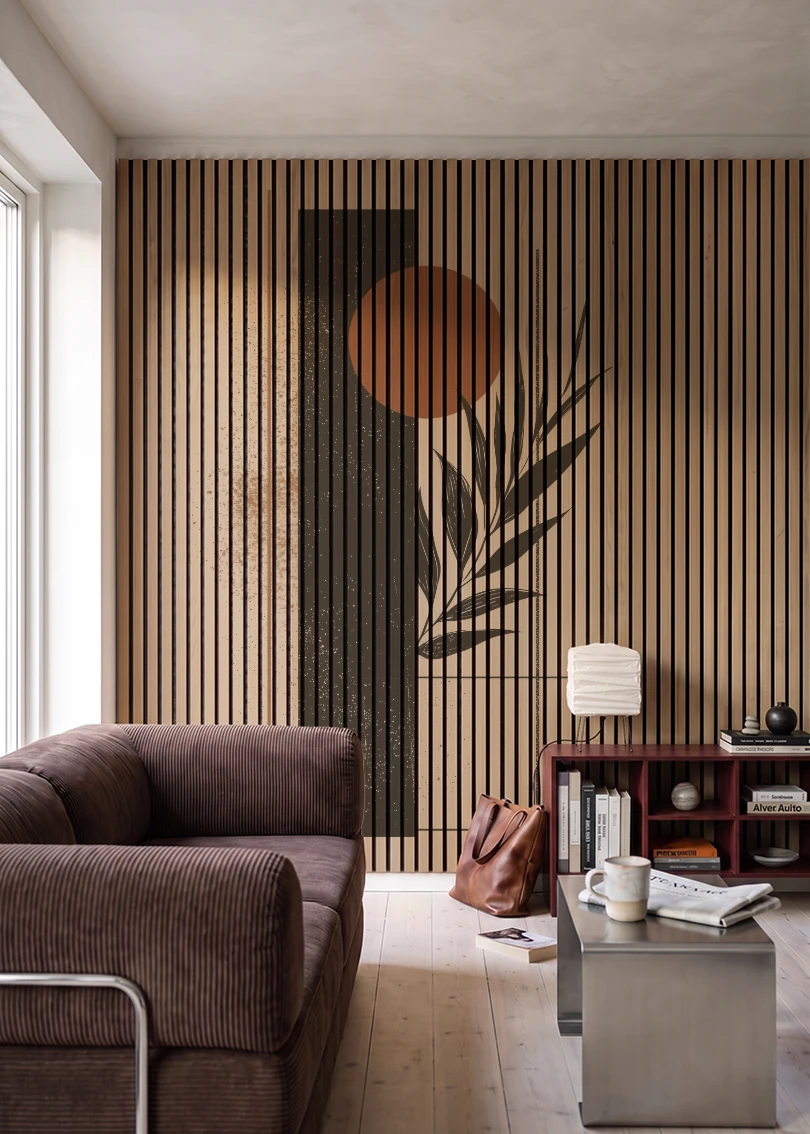 Akustikpanel med Abstract Nature-motiv nr. 24 – i stuen