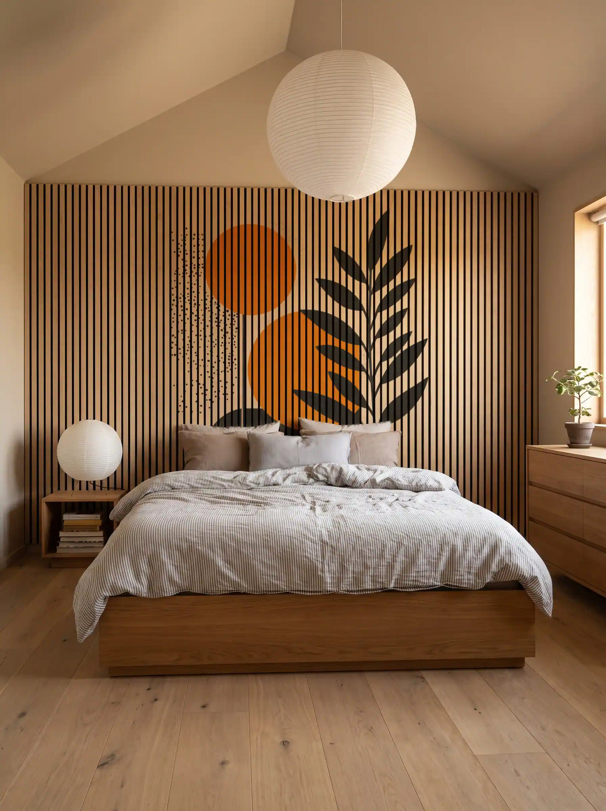Akustikpanel med Abstract Nature-motiv nr. 25 – med reol