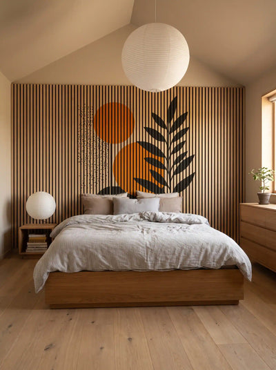 Akustikpanel med Abstract Nature-motiv nr. 25 – med reol