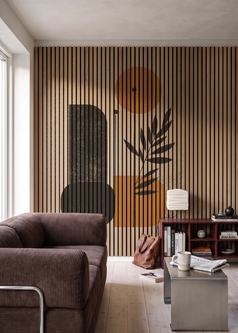 Akustikpanel med Abstract Nature-motiv nr. 26 – i stuen
