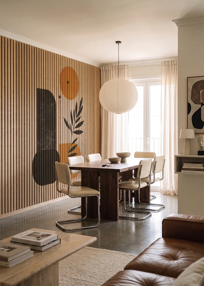 Akustikpanel med Abstract Nature-motiv nr. 26 – i lyst rum
