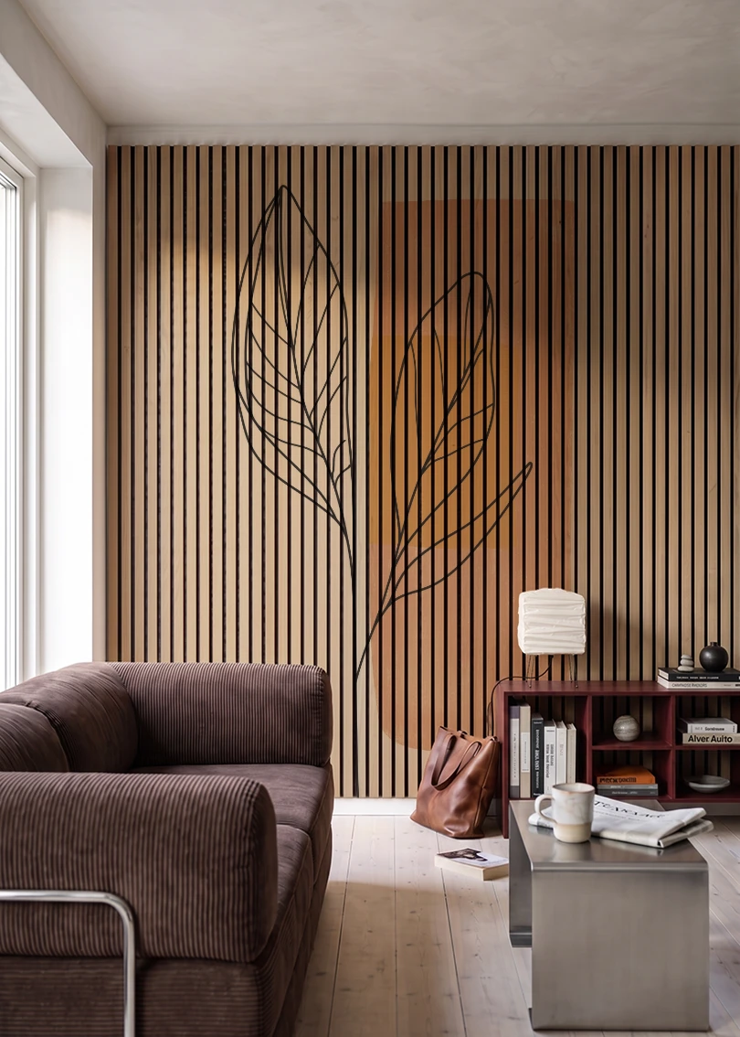 Akustikpanel med Abstract Nature-motiv nr. 27 – i stuen