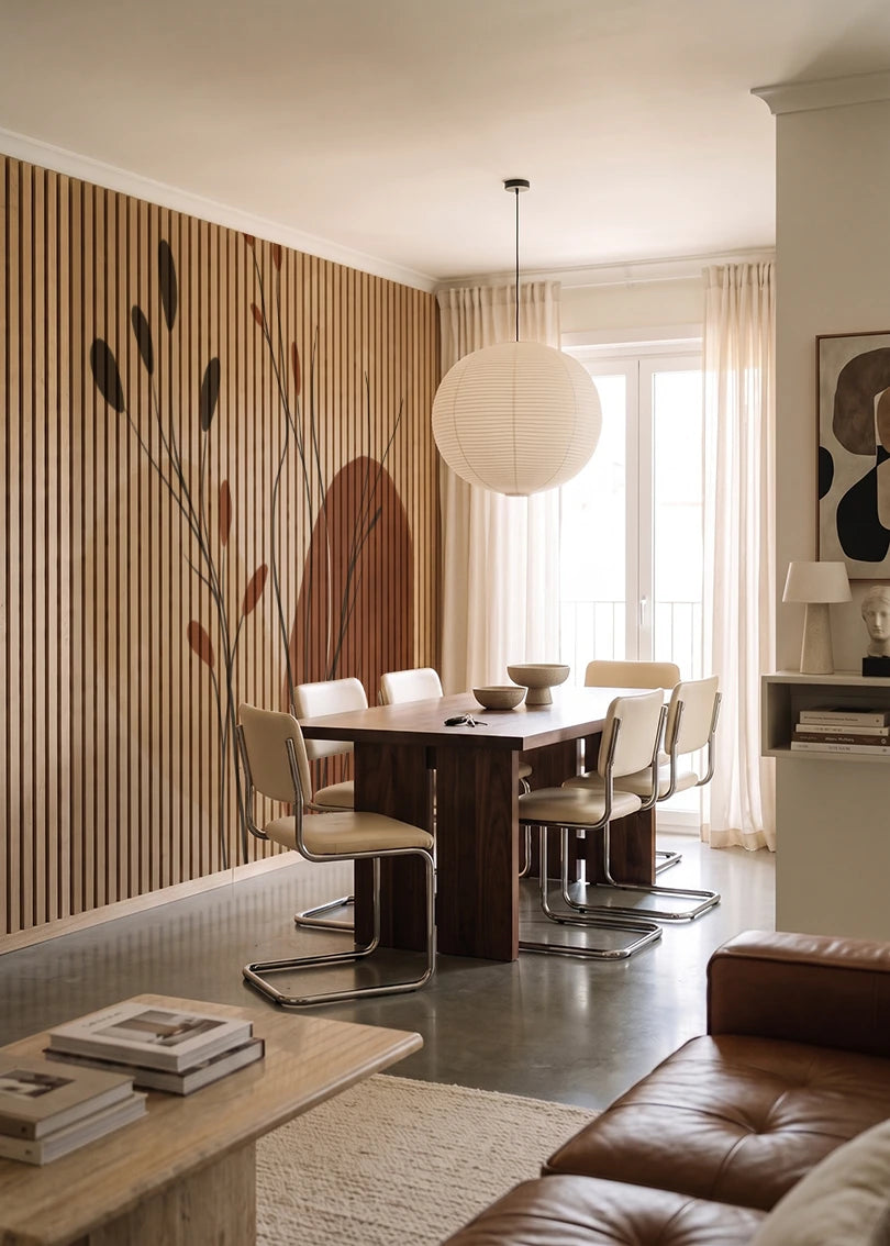 Akustikpanel med Abstract Nature-motiv nr. 29 – i lyst rum