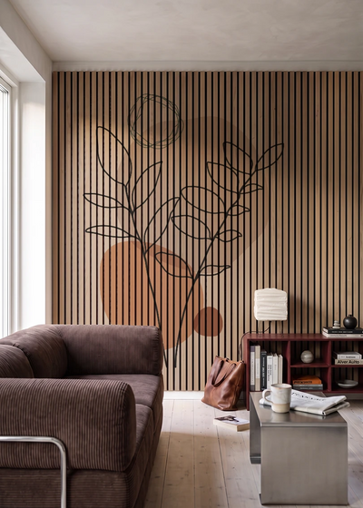 Akustikpanel med Abstract Nature-motiv nr. 30 – i stuen