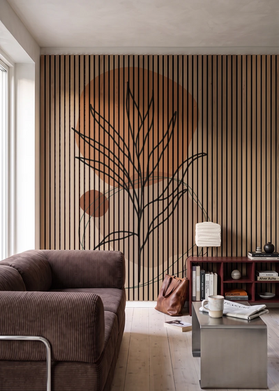 Akustikpanel med Abstract Nature-motiv nr. 31 – i stuen