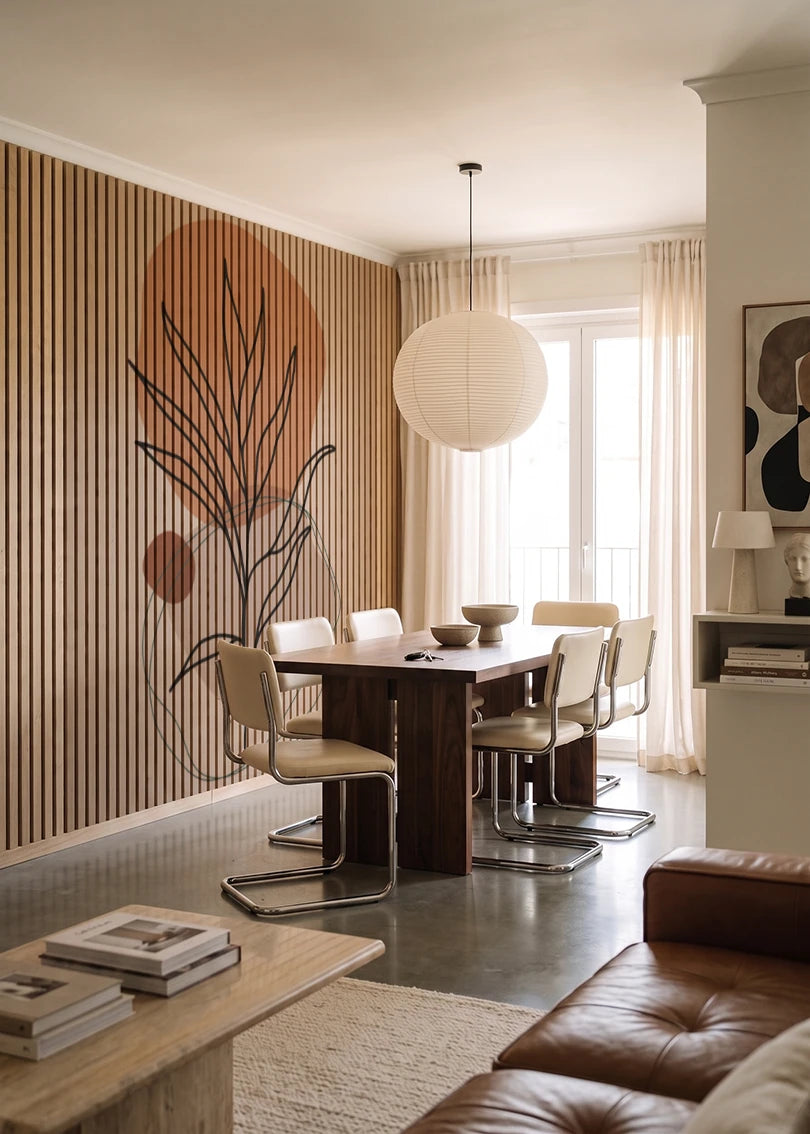 Akustikpanel med Abstract Nature-motiv nr. 31 – i lyst rum