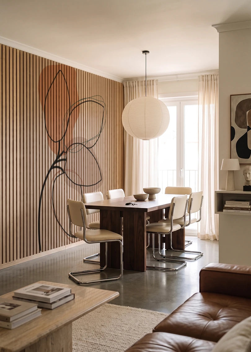 Akustikpanel med Abstract Nature-motiv nr. 32 – i lyst rum