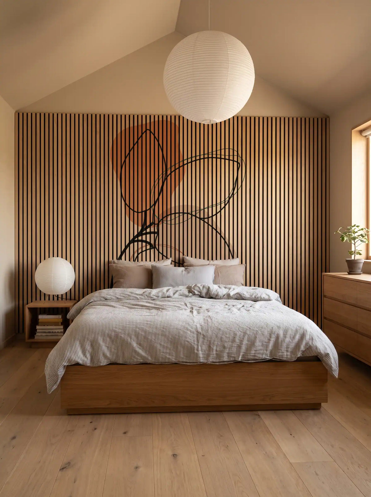 Akustikpanel med Abstract Nature-motiv nr. 32 – med reol