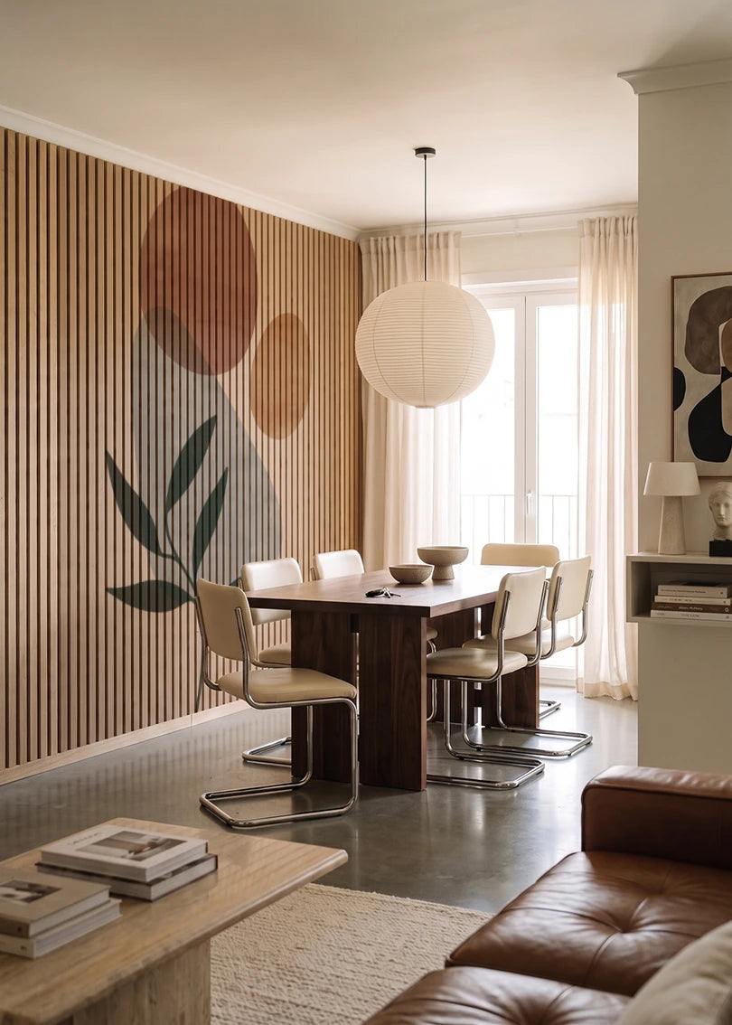 Akustikpanel med Abstract Nature-motiv nr. 35 – i lyst rum