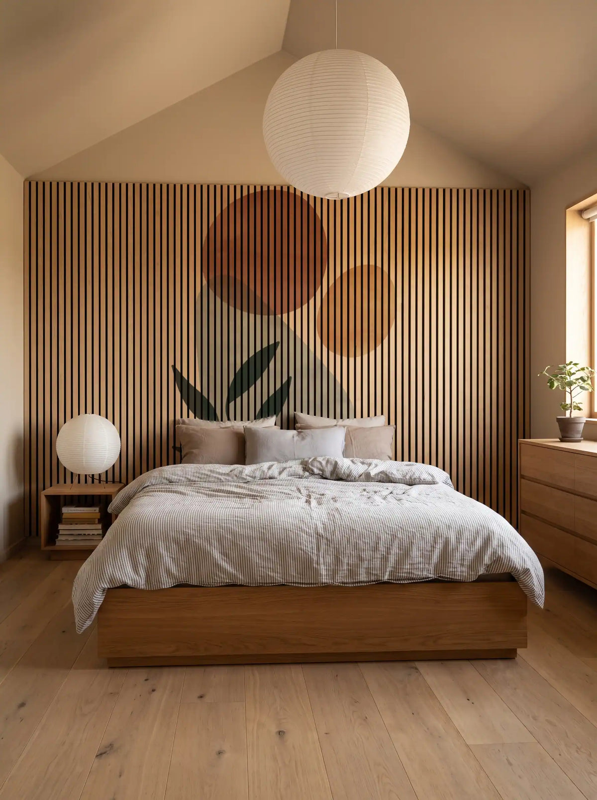 Akustikpanel med Abstract Nature-motiv nr. 35 – med reol