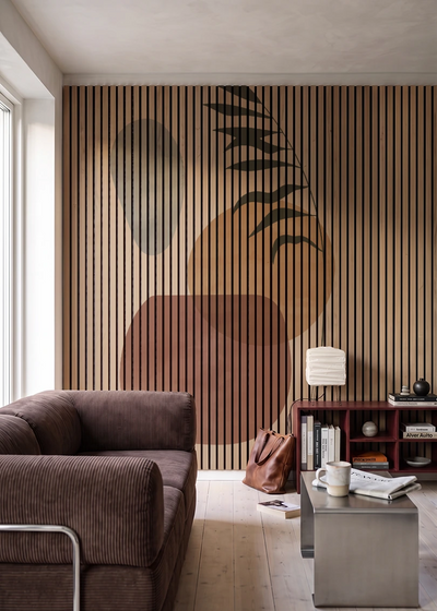 Akustikpanel med Abstract Nature-motiv nr. 36 – i stuen
