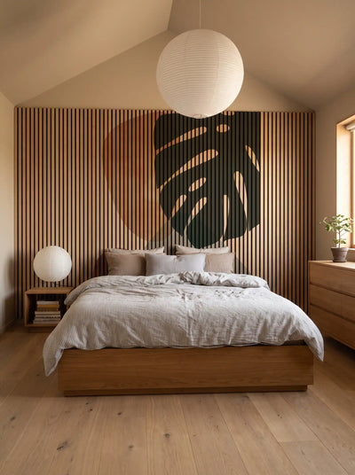 Akustikpanel med Abstract Nature-motiv nr. 37 – med reol