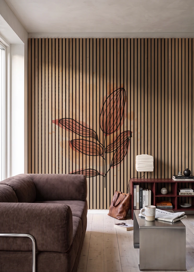 Akustikpanel med Abstract Nature-motiv nr. 38 – i stuen