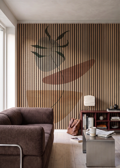 Akustikpanel med Abstract Nature-motiv nr. 40 – i stuen