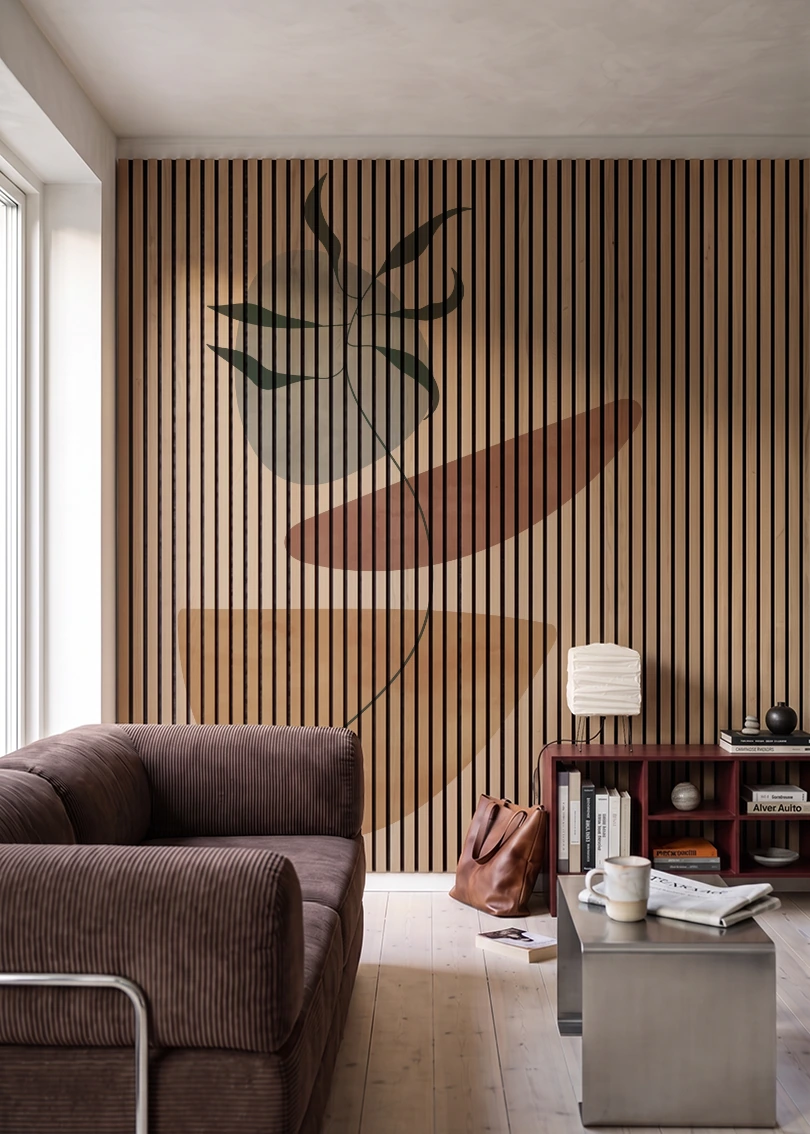 Akustikpanel med Abstract Nature-motiv nr. 40 – i stuen